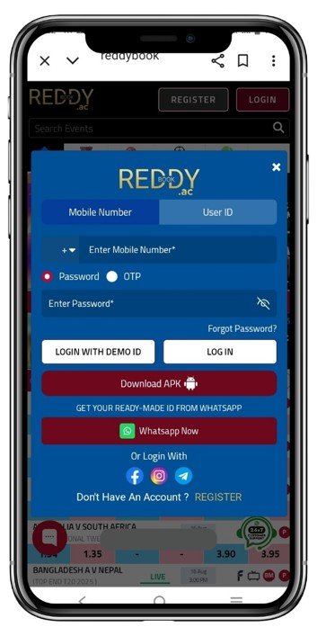Reddybook Login Process